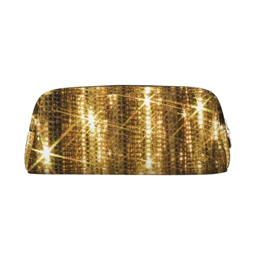 FUFIZU Goldfarbene Pailletten-Glitzer-Druck-Bleistiftbeutel, PVC, Unisex, Kosmetiktasche, kleine Schmuckaufbewahrungstasche, gold, Einheitsgröße, Kindergepäck von FUFIZU