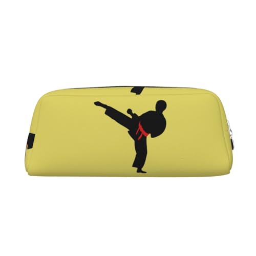 FUFIZU Karate Boy Wechselbarer Gürtel Farbdruck Bleistift Tasche, PVC Unisex Bleistift Fall Kosmetiktasche Kleine Schmuck Aufbewahrungstasche, silber, Einheitsgröße, Kindergepäck von FUFIZU