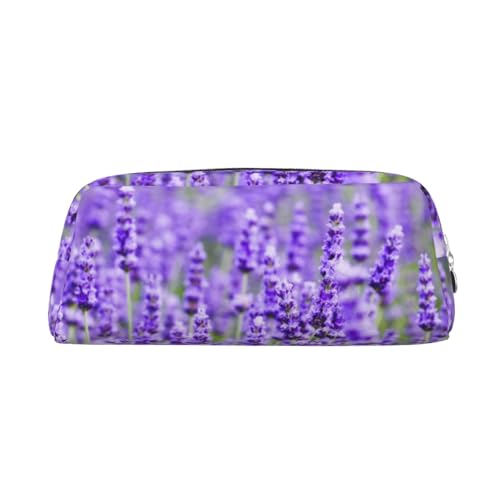 FUFIZU Lila Lavendel Print Bleistift Tasche, PVC Unisex Bleistift Fall Kosmetiktasche Kleine Schmuck Aufbewahrungstasche, silber, Einheitsgröße, Kindergepäck von FUFIZU