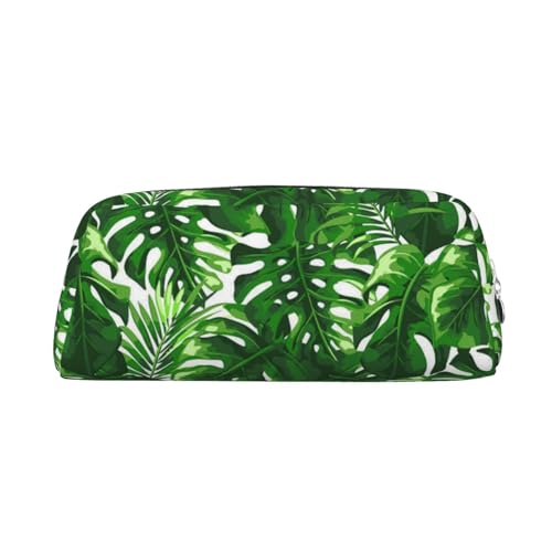 FUFIZU Monstera Deliciosa Federmäppchen, Bananenpalmendruck, PVC, Unisex, Federmäppchen, Kosmetiktasche, kleine Schmuckaufbewahrungstasche, silber, Einheitsgröße, Kindergepäck von FUFIZU