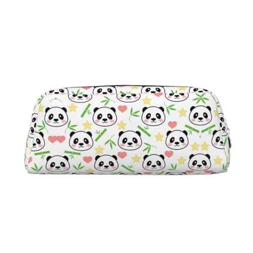 FUFIZU Niedlicher Panda Bambus Stern Druck Bleistift Tasche, PVC Unisex Bleistift Fall Kosmetiktasche Kleine Schmuck Aufbewahrungstasche, silber, Einheitsgröße, Kindergepäck von FUFIZU