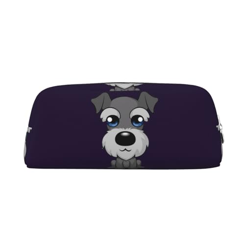 FUFIZU Niedlicher Schnauzer-Druck-Bleistiftbeutel, PVC, Unisex, Federmäppchen, Kosmetiktasche, kleine Schmuck-Aufbewahrungstasche, silber, Einheitsgröße, Kindergepäck von FUFIZU