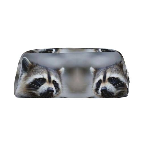 FUFIZU Niedlicher Waschbär-Druck-Bleistiftbeutel, PVC, Unisex, Kosmetiktasche, kleine Schmuck-Aufbewahrungstasche, silber, Einheitsgröße, Kindergepäck von FUFIZU