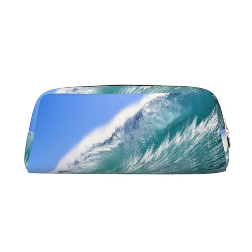 FUFIZU Ocean Big Wave Print Bleistift Tasche, PVC Unisex Bleistift Fall Kosmetiktasche Kleine Schmuck Aufbewahrungstasche, gold, Einheitsgröße, Kindergepäck von FUFIZU