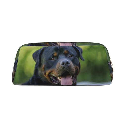 FUFIZU Rottweiler Tapeten-Druck-Bleistiftbeutel, PVC, Unisex, Federmäppchen, Kosmetiktasche, kleine Schmuckaufbewahrungstasche, gold, Einheitsgröße, Kindergepäck von FUFIZU