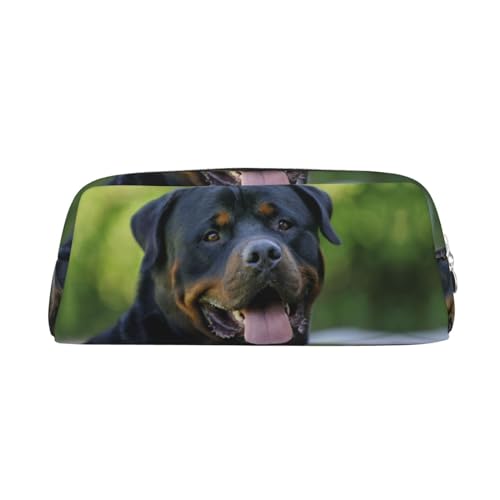 FUFIZU Rottweiler Tapeten-Druck-Bleistiftbeutel, PVC, Unisex, Federmäppchen, Kosmetiktasche, kleine Schmuckaufbewahrungstasche, silber, Einheitsgröße, Kindergepäck von FUFIZU