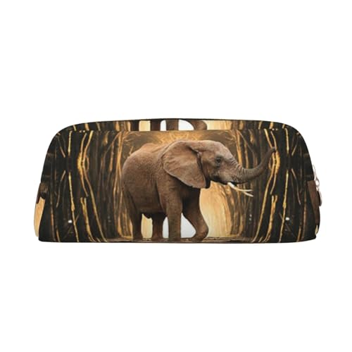 FUFIZU Skulptur Elefant Druck Bleistift Tasche, PVC Unisex Bleistift Fall Kosmetiktasche Kleine Schmuck Aufbewahrungstasche, gold, Einheitsgröße, Kindergepäck von FUFIZU