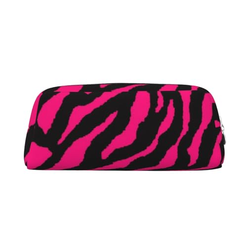 FUFIZU Zebra Tiger Leopard Pink Print Bleistift Tasche, PVC Unisex Federmäppchen Kosmetiktasche Kleine Schmuck Aufbewahrungstasche, silber, Einheitsgröße, Kindergepäck von FUFIZU