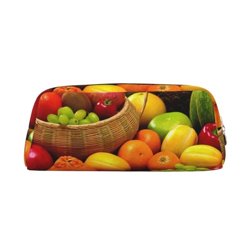 Vielfalt Frisches Gemüse Obst Drucken Bleistift Tasche, PVC Unisex Bleistift Fall Kosmetiktasche Kleine Schmuck Aufbewahrungstasche, gold, Einheitsgröße, Kindergepäck von FUFIZU