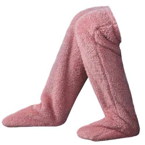 Kuschelsocken Damen Fuzzy Socks Kuschel Socken Overknee Kuschelsocken Plüschwärme Lange Socken Kuschelsocken Beinwärmer für Frauen Männer über Knie hoch Socken Winter Schlafen Socken (Rosa) von FUFRE