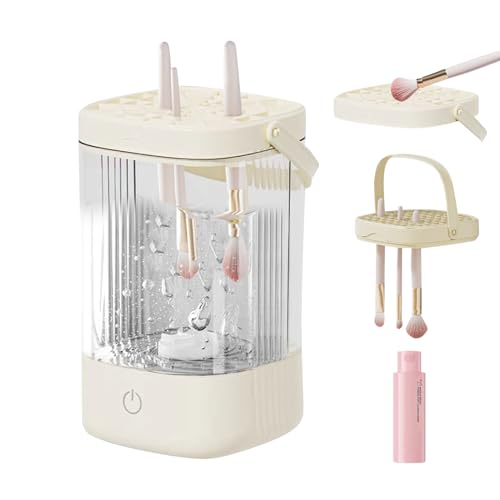 Pinselreiniger Make Up, Tiefenreinig Make Up Pinsel Reiniger elektrisch, 7500 U/min USB Pinsel Reinigungsgerät, tragbar Clean Girl Stuff, für Make-up-Pinseln/Schwamm Powder (B3-mit Waschmittel) von FUFRE