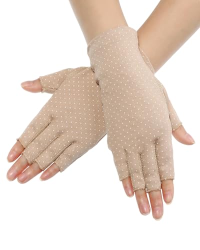 FUGLUS 1 Paar Anti UV Fingerlose Handschuhe Damen Sonnenschutzhandschuhe Fahrradhandschuhe Reithandschuhe, Anti-UV Schutz, Dünn Sonnenschutz Fäustlinge Gloves für Fahren Outdoor Motorrad Radfahren von FUGLUS
