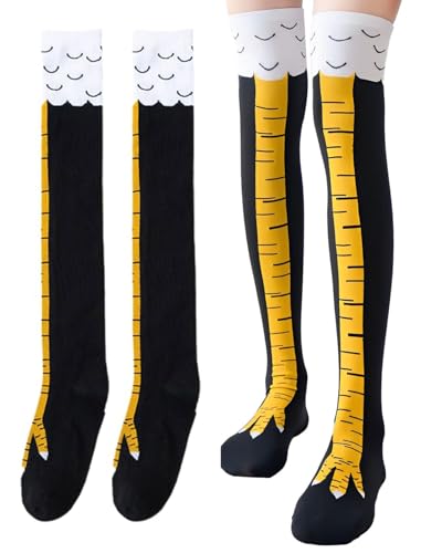 FUGLUS 1 Paar Chicken Leg Socks Erwachsene Witzige Socken Fun Hühner Legs Sock Kostüm Damen Hühnersocken Paw Hühnerbein Overknee Stocking Witzig Personalisierte Wärmer Strümpfe Komische Stockings von FUGLUS
