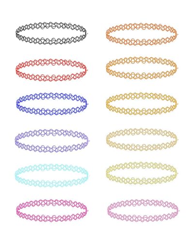 FUGLUS 12 Stück Elastische Halskette, Regenbogen-Halskette Choker Halsketten Modeschmuck Modeschmuck für Mädchen Mädchen Kinder Frauen Elastischer von FUGLUS