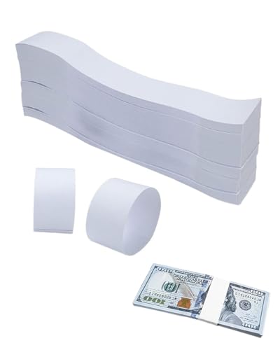 FUGLUS 150 Stück Selbstklebend Geldschein-Banderolen,7.6x1.14 Zoll Geldschein-Bündel-Streifen,Währung Rechnung Band Blank,Geld-Bargeldbänder für Noten Wraps Geld Organisieren von FUGLUS