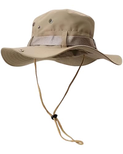 FUGLUS 1pcs Sonnenhut Herren UPF 50+ Safari Hut Sommerhut Breiter Krempe Camo Wanderhut Armee Boonie Hut mit Kühlender Multifunktionstuch Schlauchschal Outdoor Fischerhut von FUGLUS