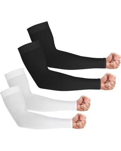 FUGLUS 2 Paar Ärmlinge Arm Sleeve Armstulpen für Damen Herren Jugend, Ärmel mit UV Sonnenschutz, Tattoo Abdeckung, Kühlende Armabdeckung, Kompression Armschoner von FUGLUS