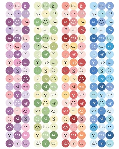 FUGLUS 216 Stück Smile Aufkleber Sticker Klein,Emoji Sticker Belohnungssticker Meme Sticker Lehrer, Süße Emoticon Sticker Smile Sticker Belohnung Smile Sticker für Lehrer Moderationskarten für Kinder von FUGLUS