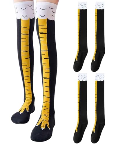 FUGLUS 2pcs Chicken Leg Socks Erwachsene Witzige Socken Fun Hühner Legs Sock Kostüm Damen Hühnersocken Geschenke Vogel Paw Hühnerbein Overknee Stocking Witzig Personalisierte Wärmer Strümpfe von FUGLUS