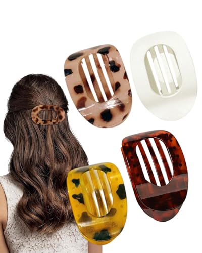 FUGLUS 4 Stück Haarklammern für Damen,Flache Haarspangen,Haarspangen Damen Dünnes Haar,Haarklammer Gebogenes Design,Flat Claw Clip für Dickes Haar und Dünnes Haar von FUGLUS