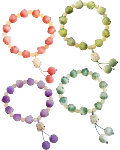 FUGLUS 4 Stück Katzenkralle weiße Jade Bodhi Hand Twist Armband weibliche Fingerspitze Wen Play Soft Bodhi Wurzel Handgriff Stück Rosenkranz Damen von FUGLUS