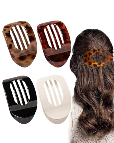FUGLUS 4 pcs Haarklammern für Damen, Haarspange Flach Damen, Flat Claw Clip,Haarklammer für Dunn Haar, Starker Halt Seitliche Haarklammern von FUGLUS