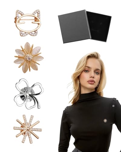 FUGLUS 4 stück Broschen Set für Kleidung - Elegante Damen Broschen, Ausschnitt Verkleinern, Anti-Exposure Fixed Brooches Pins, Cardigan Clips, Schleppennadel für Brautkleid, Kleider Clip von FUGLUS