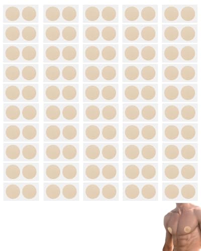 FUGLUS 50 Paar Marathon Run Gear Nippel Reibungsverhütung Herren Unsichtbare Nippelpads Atmungsaktiv Hypoallergen Nippelabdeckung Unsichtbare Brustwarzenabdeckun für Läufer Athleten(Hautton) von FUGLUS