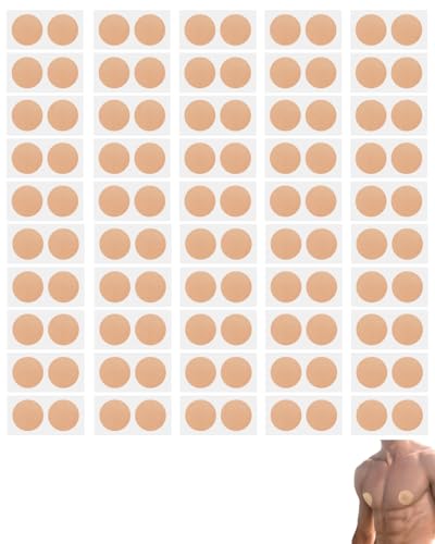 FUGLUS 50 Paar Marathon Run Gear Nippel Reibungsverhütung Herren Unsichtbare Nippelpads Atmungsaktiv Hypoallergen Nippelabdeckung Unsichtbare Brustwarzenabdeckun für Läufer Athleten(Weizenfarbe) von FUGLUS