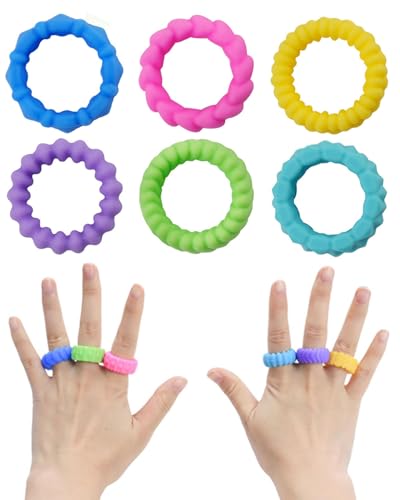 FUGLUS 6 Stück Fidget Ring Toys für Kinder Erwachsene,Anti Stress Autismus Spielzeug,Sensorik Autismus für Spielzeug,Fidget Squishy Toy Anxiety ADHD Toys,Beruhigend Bei Stress Angst von FUGLUS