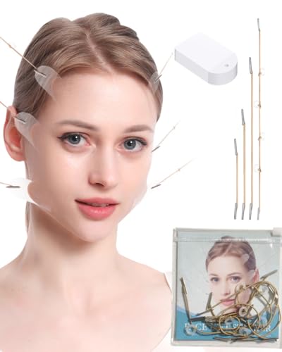 FUGLUS Face Lifting Tape, 40 Stück Face Tape mit 4 Seil Facelifting Tape Unsichtbare Facelifting-Aufkleber, V-Form Invisible Face, Neck and Eye Lift, Make-up Facelifting Werkzeuge Für Gesicht von FUGLUS