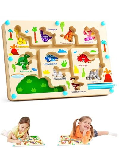 FUGLUS Montessori Spielzeug ab 3 4 Jahre Magnetspiel Labyrinth Geschenk für Mädchen Junge Kind 3 Jahre Spielzeug Mädchen Entwicklung der Feinmotorik und zum Erlernen von Farben und Zahlen von FUGLUS