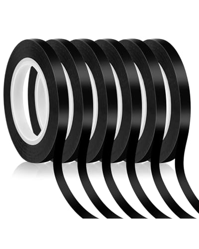 FUGLUS Schwarzes Fine Line Tape 6 Rollen Whiteboard Art Tape 3mm Chart Tape Artist Tape Marking Whiteboard Linien 6 Farben Sortiert Breite Whiteboard Klebeband Breite Graphic Tape Schule Büro Zuhause von FUGLUS