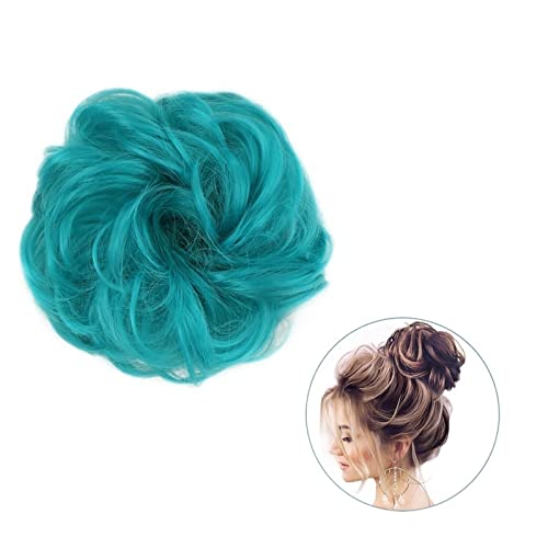 Bun Haarteile 1 Stück rund ums Haar, Pferdeschwanz, Donut-Haarknoten, Haarschmuck for Frauen, synthetischer, unordentlicher, lockiger, gewellter Scrunchie-Chignon mit Gummibandwickel Brötchen-Haarteil von FUHAI-666