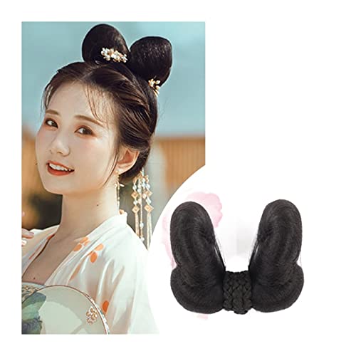 Bun Haarteile Brötchen Elegante Retro Kopfbedeckung Synthetische Chinesische Alte Perücke Hanfu Kopfschmuck Haar Alte Chinesische Frauen Cosplay Perücken Zubehör Brötchen-Haarteil (Color : VM17) von FUHAI-666