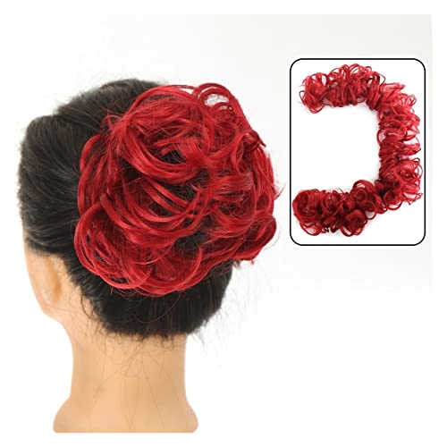 Bun Haarteile DIY Wickel-Pferdeschwanz-Haarknoten for Frauen, synthetischer Chignon, unordentliches elastisches Band, Haarknoten, Haarteil, 89,9 cm, Touseld Curly Wave Brötchen-Haarteil (Color : 101 von FUHAI-666