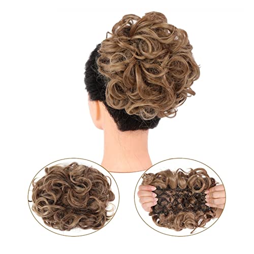 Bun Haarteile Kämme Clip-in-Pferdeschwanzverlängerungen for Frauen, unordentliches, lockiges Haar, Duttverlängerungen, synthetisches Hochsteckfrisur-Haarteil, Chignons, leicht dehnbares Haar Brötchen- von FUHAI-666