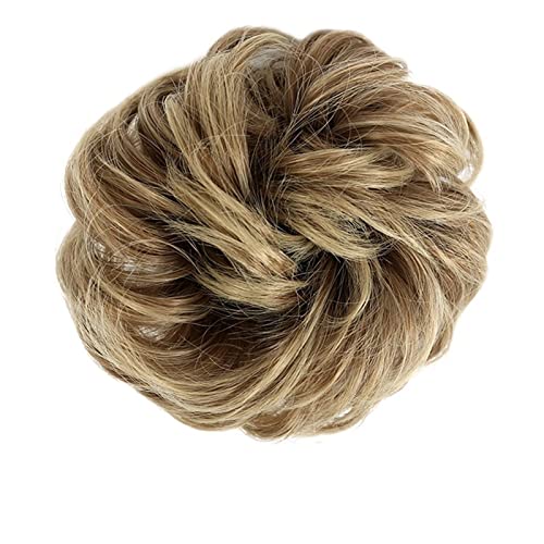 Bun Haarteile Lockiges gewelltes Haargummi-Donut-Chignon-Haarteil for Frauen, unordentlicher Dutt, Haarverlängerungen, synthetischer Haarknoten, elastisches Band, Haargummis, Hochsteckfrisur, Pferdesc von FUHAI-666