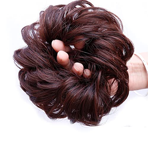 Bun Haarteile Lockiges gewelltes Haargummi-Donut-Chignon-Haarteil for Frauen, unordentlicher Dutt, Haarverlängerungen, synthetischer Haarknoten, elastisches Band, Haargummis, Hochsteckfrisur, Pferdesc von FUHAI-666