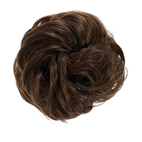 Bun Haarteile Lockiges gewelltes Haargummi-Donut-Chignon-Haarteil for Frauen, unordentlicher Dutt, Haarverlängerungen, synthetischer Haarknoten, elastisches Band, Haargummis, Hochsteckfrisur, Pferdesc von FUHAI-666