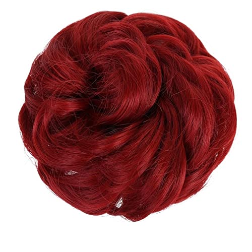 Bun Haarteile Lockiges gewelltes Haargummi-Donut-Chignon-Haarteil for Frauen, unordentlicher Dutt, Haarverlängerungen, synthetischer Haarknoten, elastisches Band, Haargummis, Hochsteckfrisur, Pferdesc von FUHAI-666