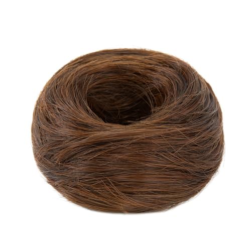 Bun Haarteile Messy Bun Haarteil, elastisches glattes Haar, Scrunchies, synthetischer Donut-Chignon for Frauen Brötchen-Haarteil(Light Brown) von FUHAI-666