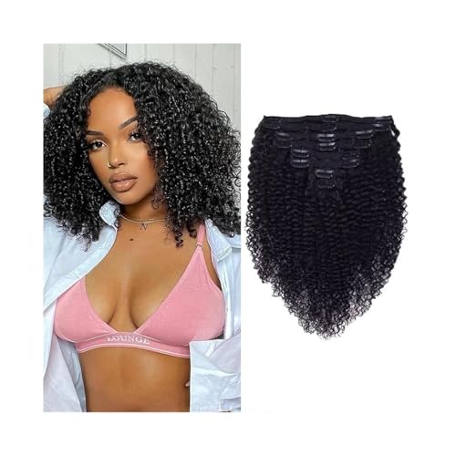 Clip-in-Haarverlängerungen Afro Kinky Curly Clip-in-Haarverlängerungen, Echthaar-Clip-in-Extensions, 8 Stück, 120 g/Set, brasilianisches Remy-Haar, lockiges Haar, Clip-Ins for schwarze Frauen Clip-in- von FUHAI-666
