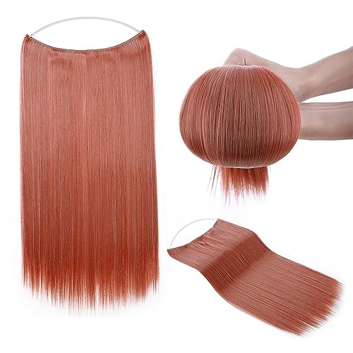 Clip-in-Haarverlängerungen Clip-in-Haarverlängerungen, lange, glatte Haarspangen mit Fischlinie, unsichtbarer U-förmiger Draht, lange, gerade, synthetische, einteilige Haarteile for Frauen Clip-in-Haa von FUHAI-666