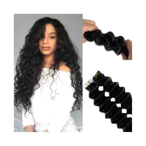 Haar-Tape-Extensions Tape-in-Echthaarverlängerungen, tiefe Wellen, Tape-in-Extensions for schwarze Frauen, 20 Stück, lockiges Remy-Haar, Tape-in-Extensions, doppelseitig, unsichtbarer Hauteinschlag Un von FUHAI-666