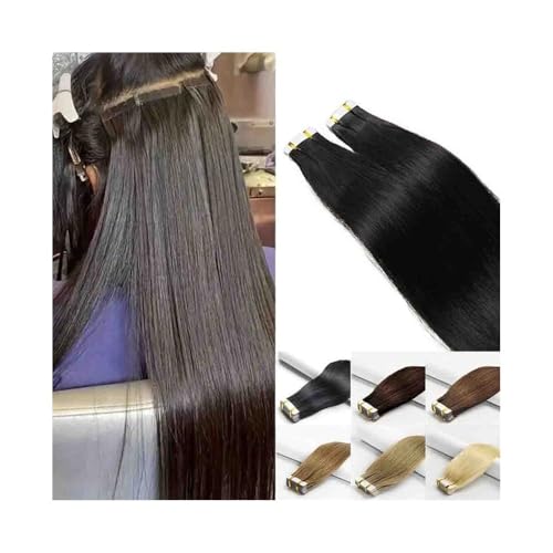 Haar-Tape-Extensions Tape-in-Haarverlängerung, Echthaar, 16–26 Zoll, 20 Stück, 50 g, glattes Remy-Echthaar, Tape-in-Extensions, nahtlose Hauteinschlag-Tape-Extensions for Frauen Unsichtbares Tape im H von FUHAI-666