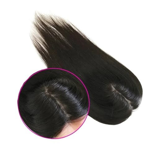 Haartopper für Frauen 12 x 13/15 x 16 cm Haaraufsatz for Frauen, glattes Echthaar, mit Clips auf Seidenbasis, natürliche Farbe, 130% europäisches Remy-Haar, Haarteile auf Vollseidenbasis Haarteil Top von FUHAI-666