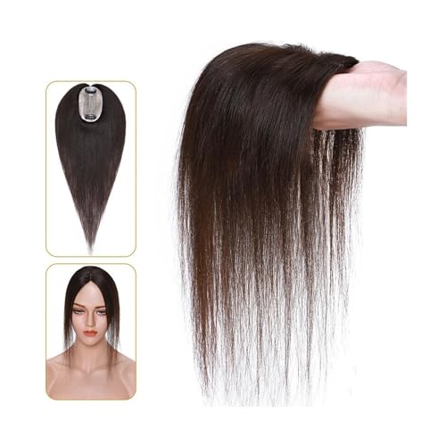 Haartopper für Frauen Echthaar-Topper for Frauen, 6 x 9 cm, handgebundene Haar-Topper mit Seidenbasis, 110% indisches Haar, glattes, natürliches Haarteil, Clip-in-Haarverlängerung Haarteil Topper Tou von FUHAI-666