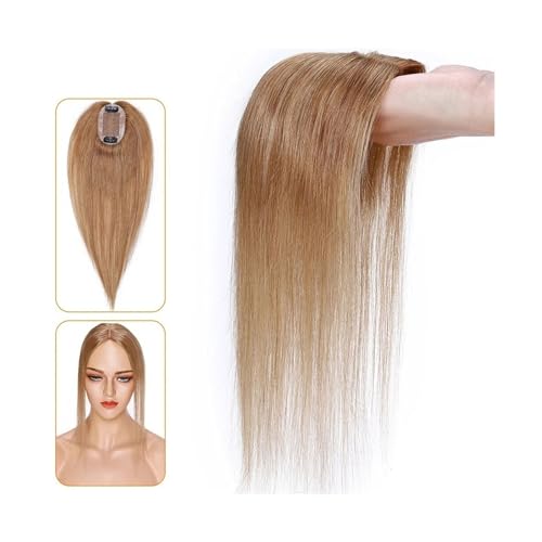 Haartopper für Frauen Echthaar-Topper for Frauen, 6 x 9 cm, handgebundene Haar-Topper mit Seidenbasis, 110% indisches Haar, glattes, natürliches Haarteil, Clip-in-Haarverlängerung Haarteil Topper Tou von FUHAI-666