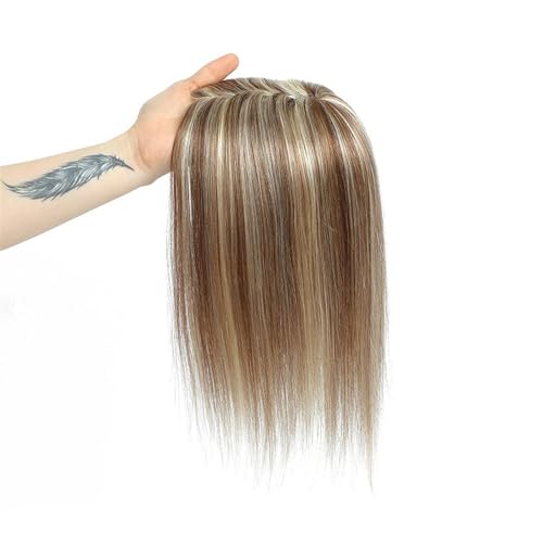 Haartopper für Frauen Haar-Topper for Frauen, Echthaar, Spitzen-Basis-Topper, 25,4–45,7 cm, brasilianisches Haar, glatte Haarteile, Clip-in-One-Piece-Haarverlängerungen for dünner werdendes Haar Haart von FUHAI-666